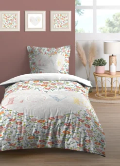 FLEURETTE HOUSSE COUETTE 140X200CM ET TAIES 63X63CM 57 FILS