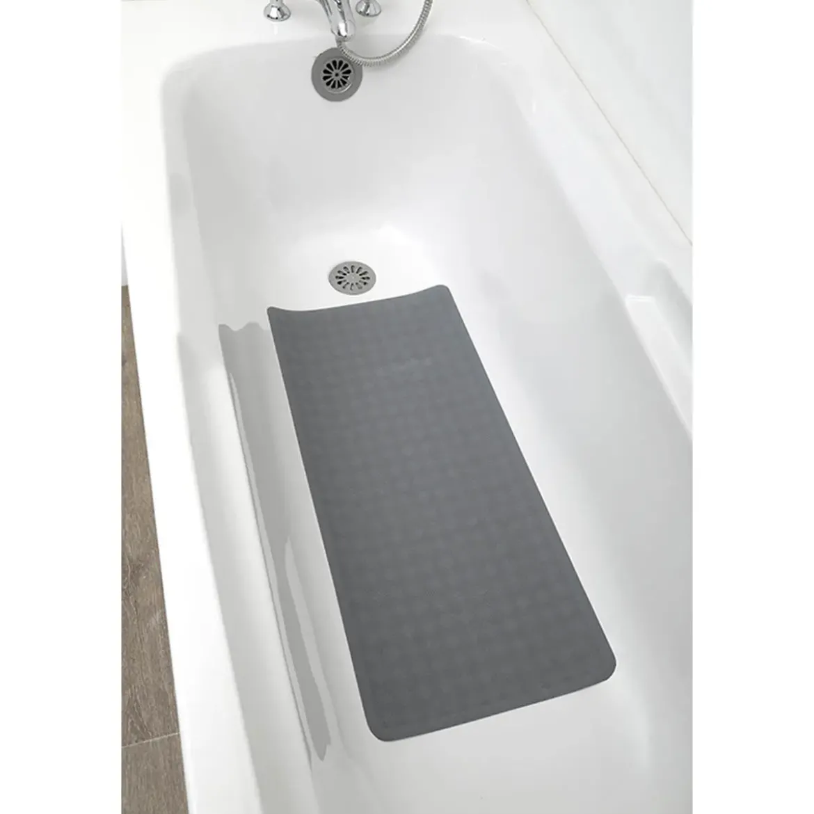 FOND BAIGNOIRE CAOUTCHOUC NATUREL 34X74CM GRIS FONCE
