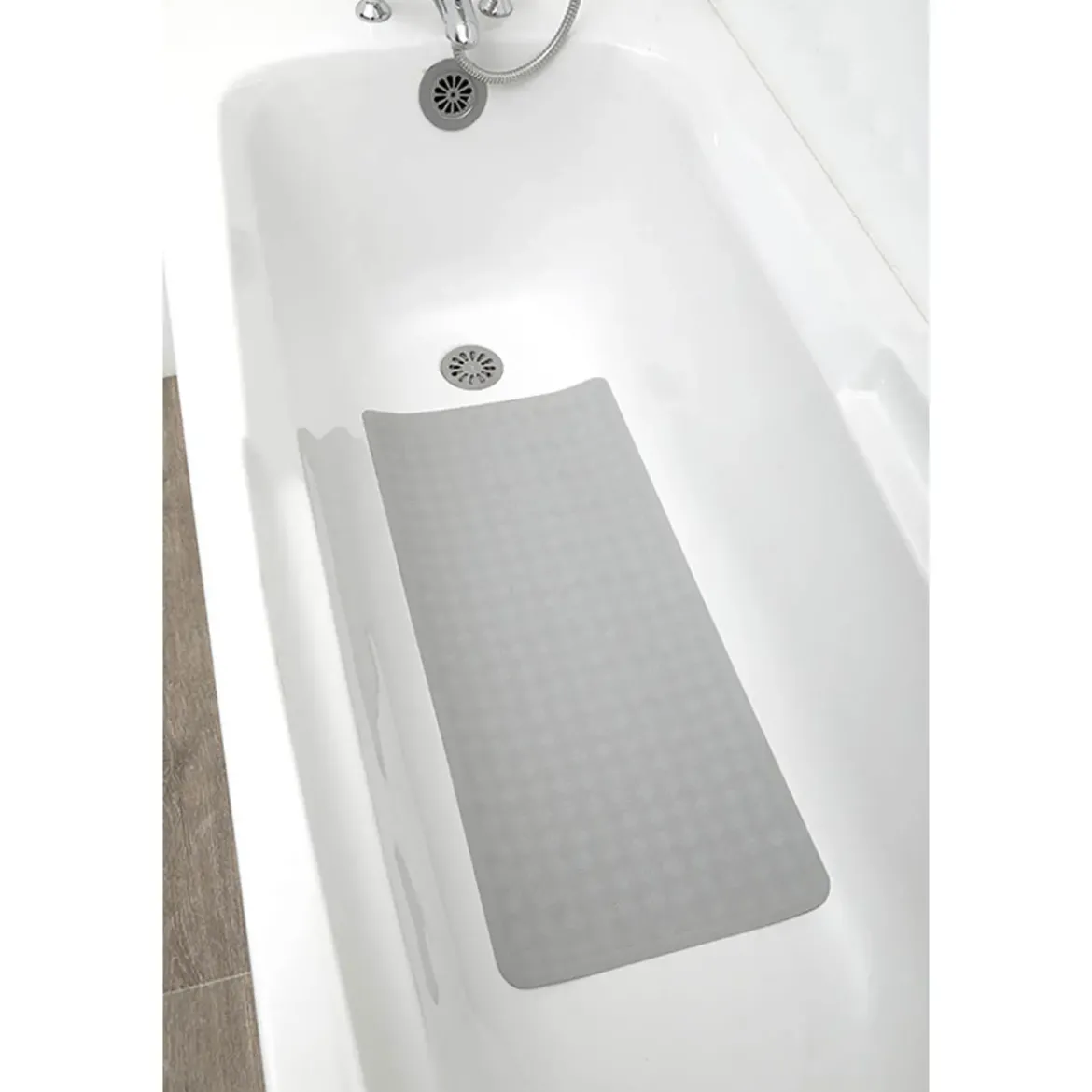 FOND DE BAIGNOIRE CAOUTCHOUC NATUREL 34X74CM GRIS PERLE