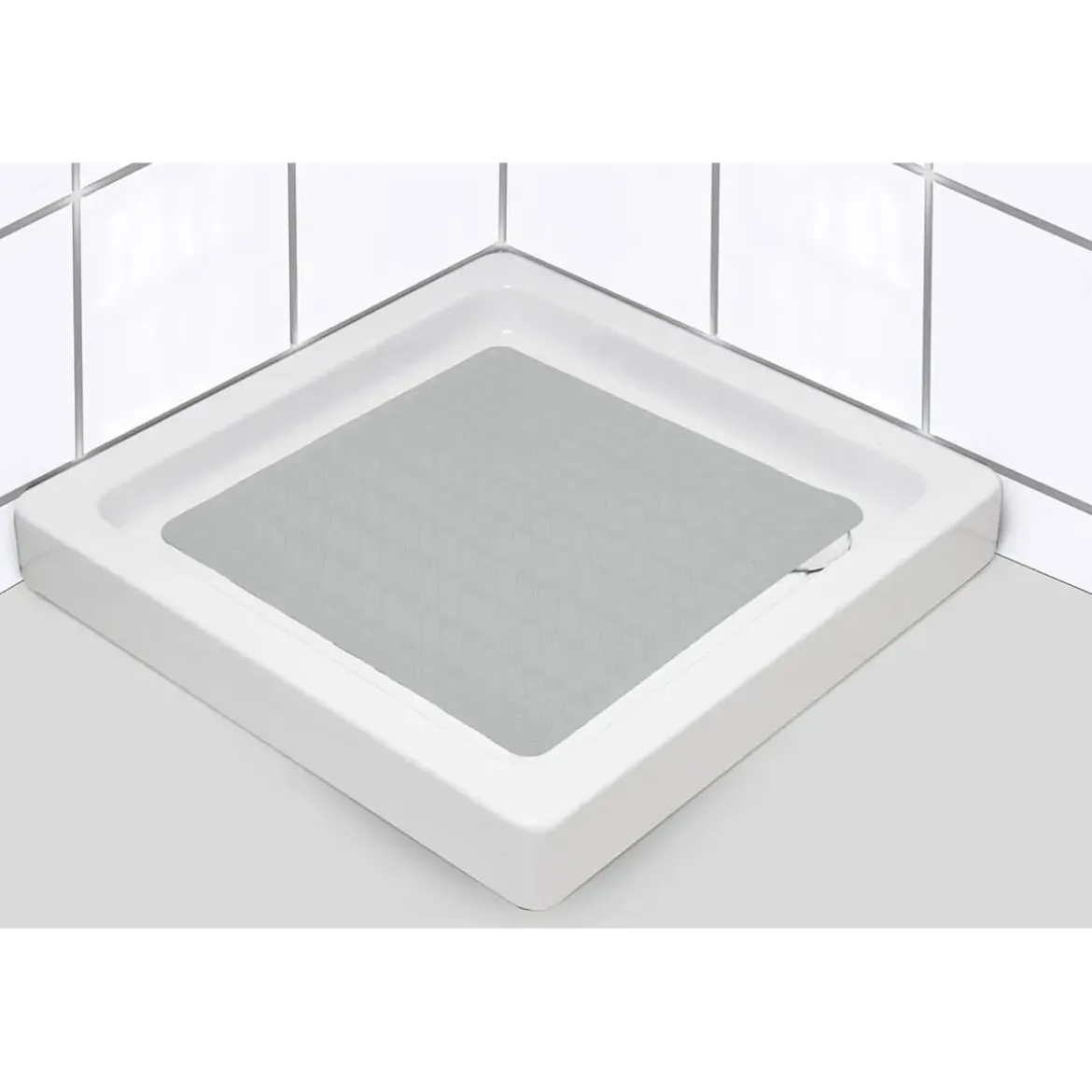 FOND DE DOUCHE CAOUTCHOUC NATUREL 53X53CM GRIS PERLE