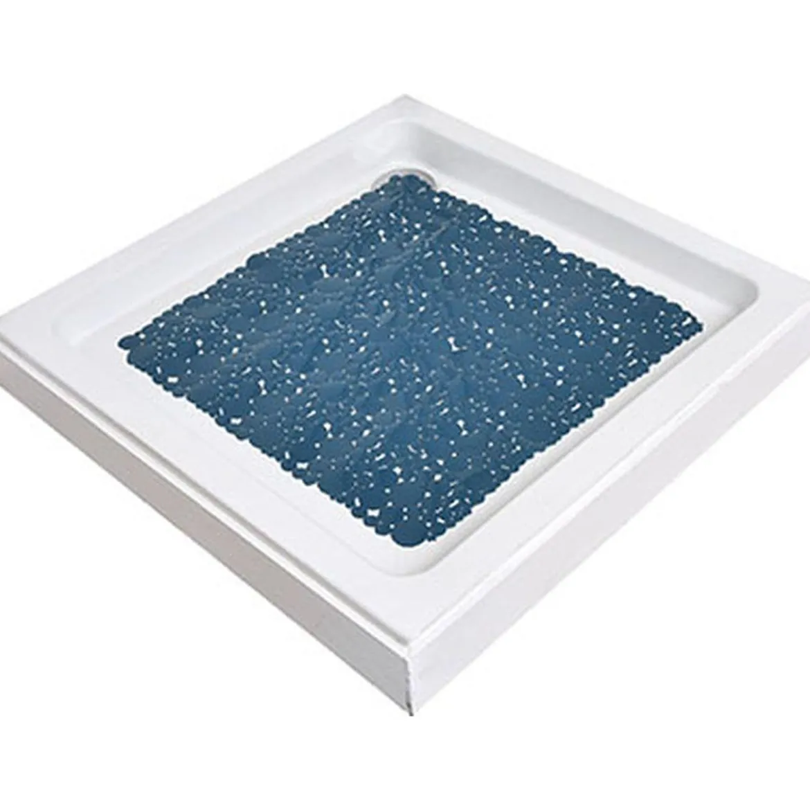 FOND DE DOUCHE 50X50CM BULLES BLEU CANARD