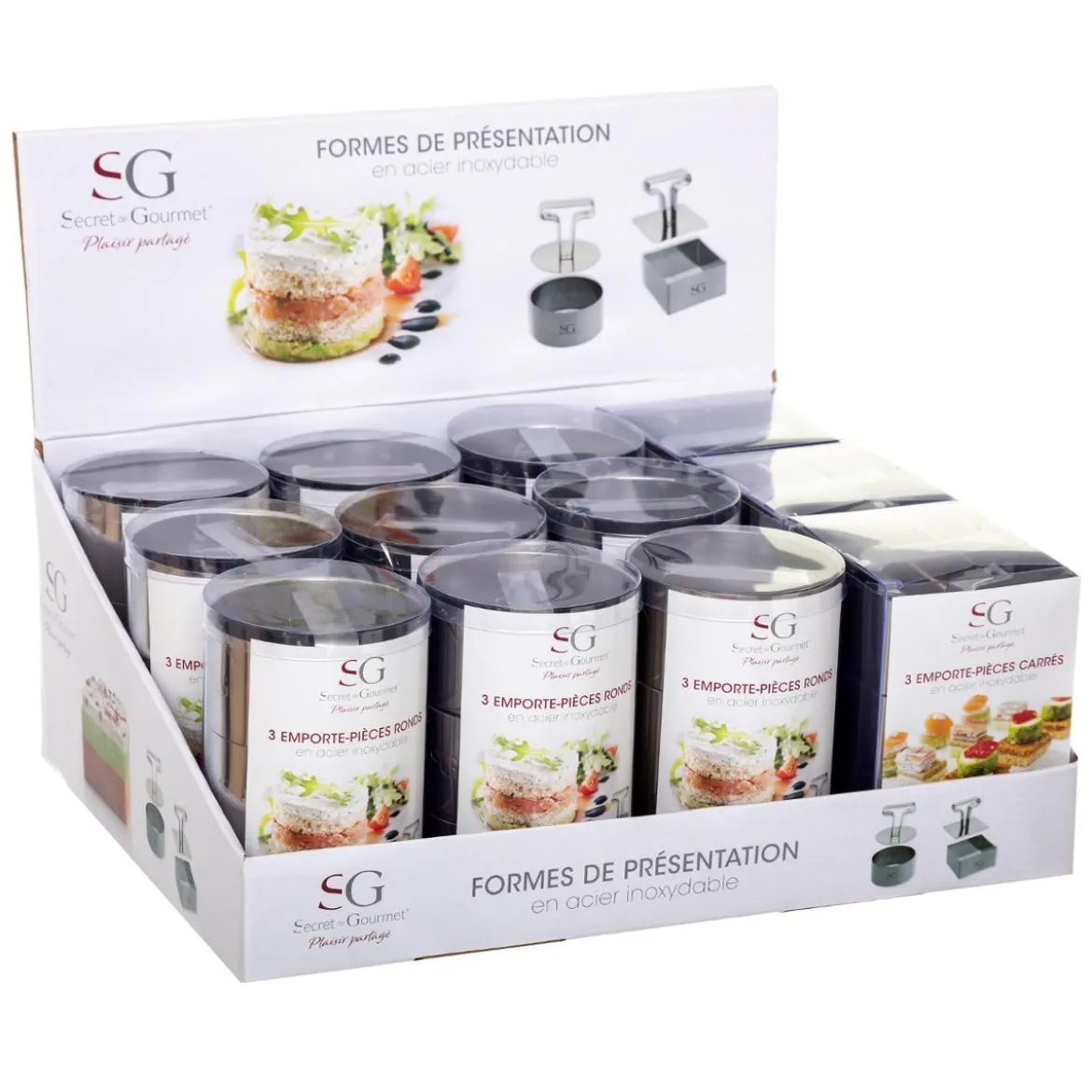 FORMES PRESENTATION AVEC POUSSOIR 8CM X3 PIECES