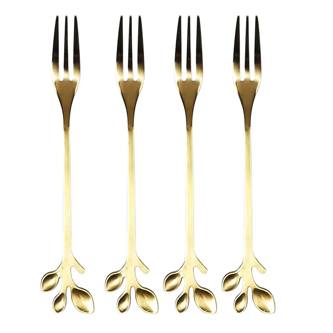 FOURCHETTE DESSERT FEUILLE DOREE X4 PIECES