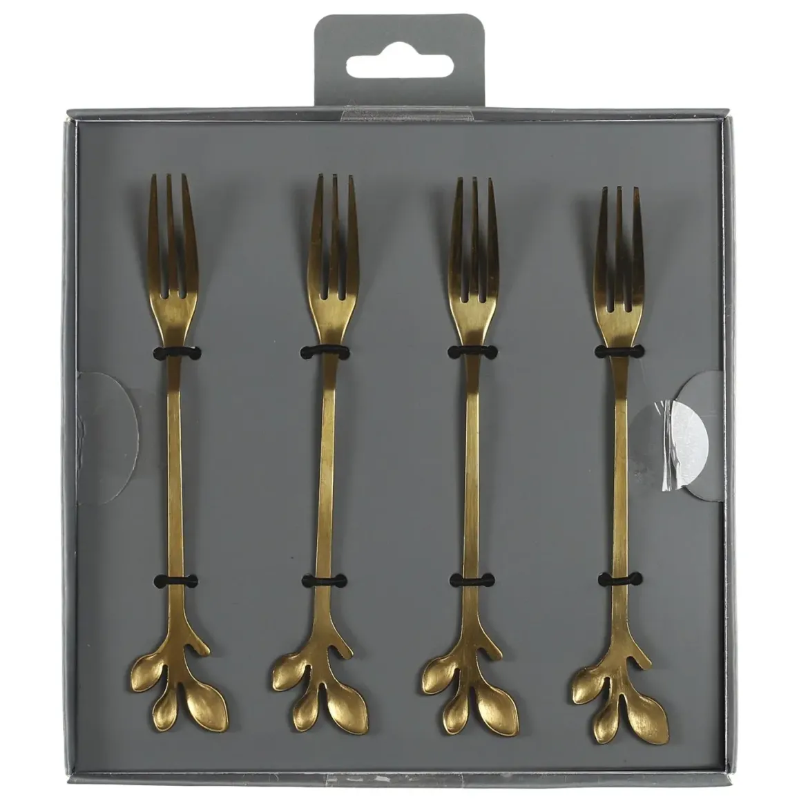 FOURCHETTE DESSERT FEUILLE DOREE X4 PIECES