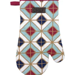 GANT DE CUISINE CHEF GEOMETRIC 18X28CM COTON FRAMBOISE