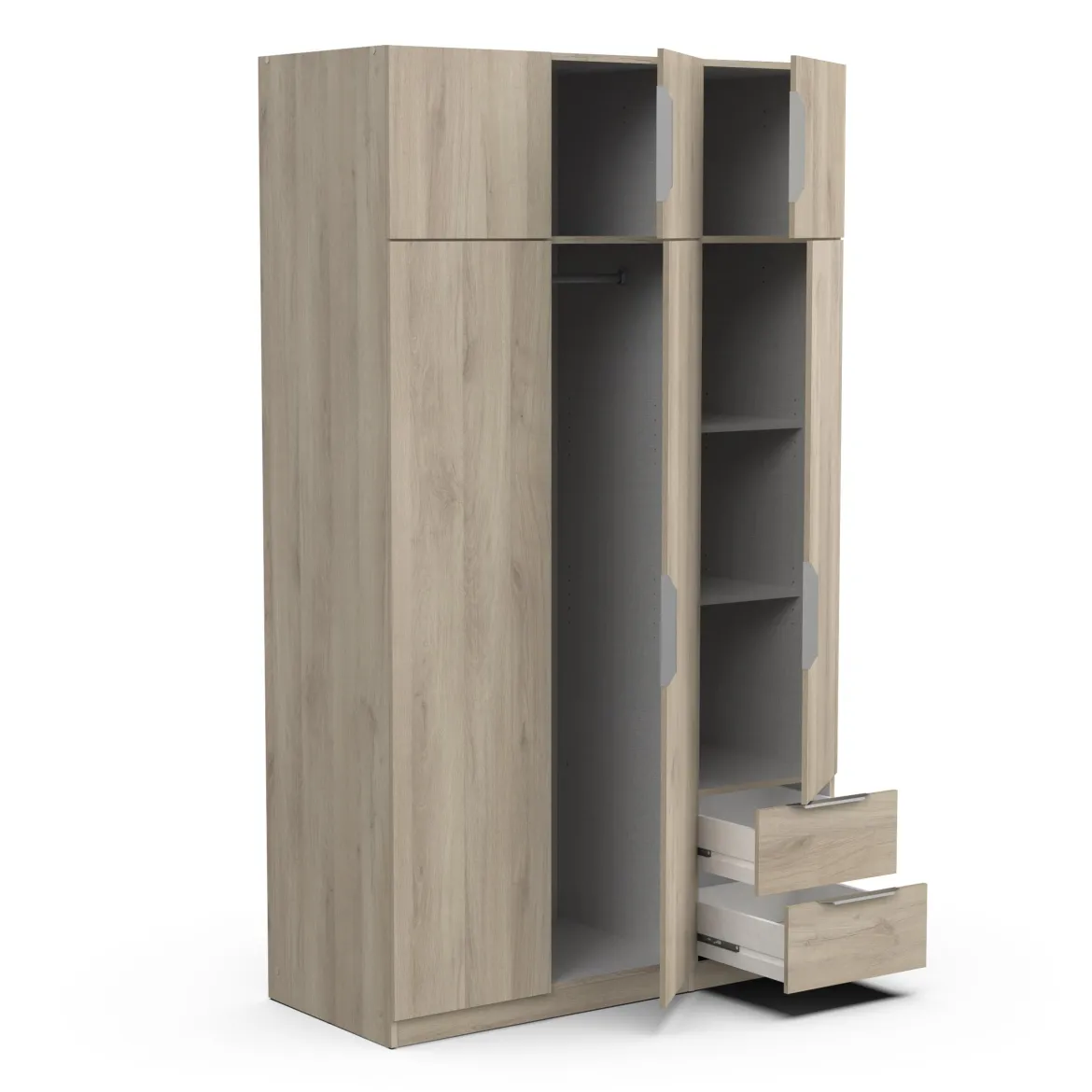 GHOST ARMOIRE 6 PORTES 2 TIROIRS CHENE