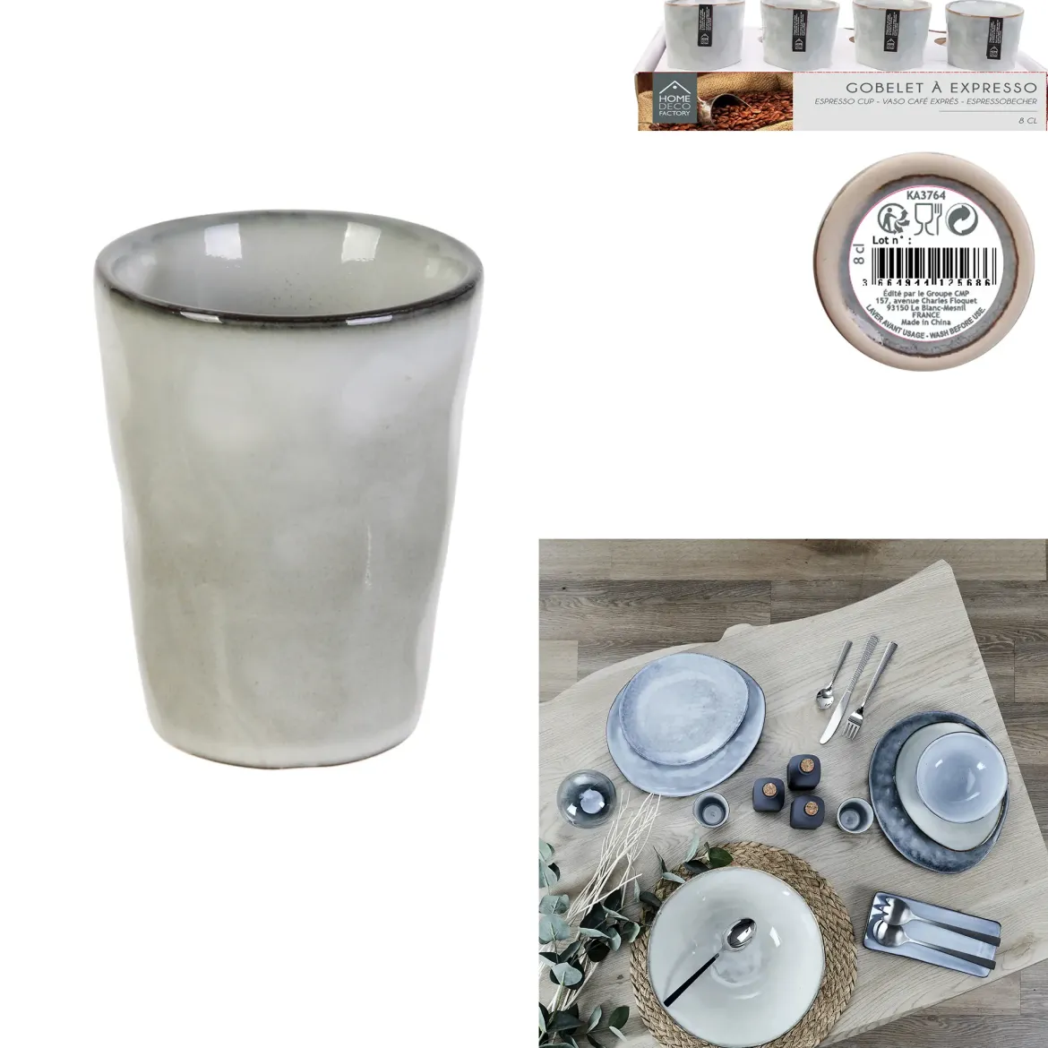 GOBELET EXPRESSO 10CL AU GRES DU TEMPS GRIS