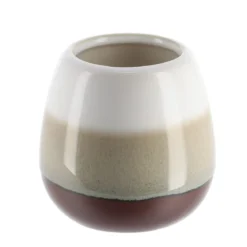 GOBELET GRES ROND TRICOLORE MARRON BEIGE