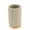GOBELET POLYRESINE ROND EFFET MAILLE ET BAMBOU NATUREL