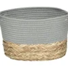 GRANDE CORBEILLE OVALE COTON MATIERE VEGETALE KAKI NATUREL