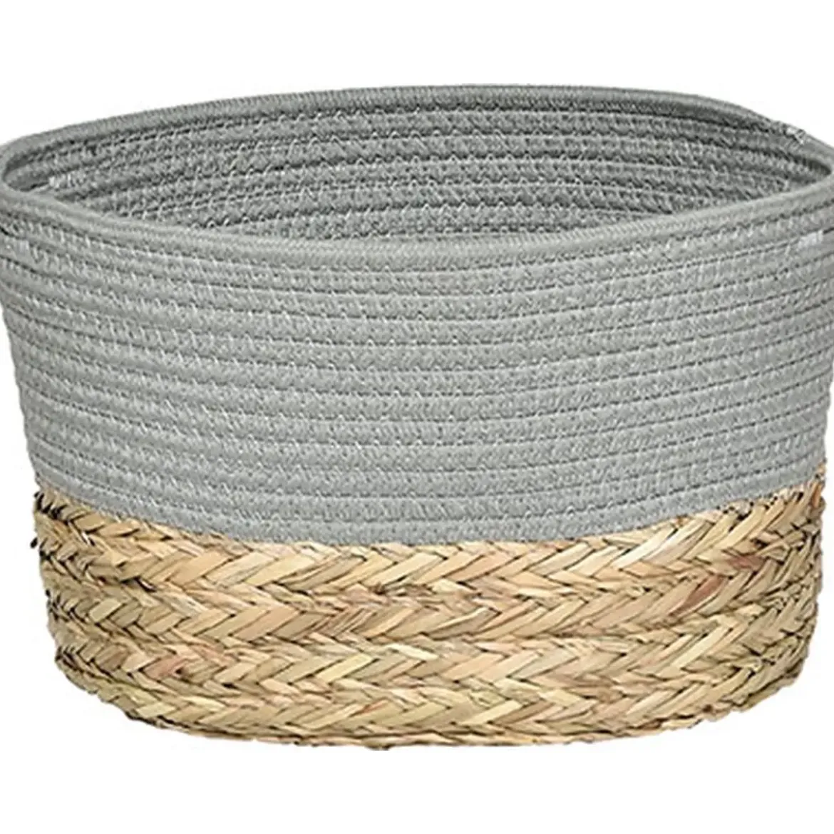 GRANDE CORBEILLE OVALE COTON MATIERE VEGETALE KAKI NATUREL