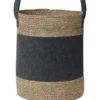 GRANDE PANIERE RONDE FEUTRINE VEGETALE GRIS FONCE NATURE