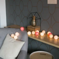 GUIRLANDE BOULE 20 LED NUANCE ROSE TAUPE