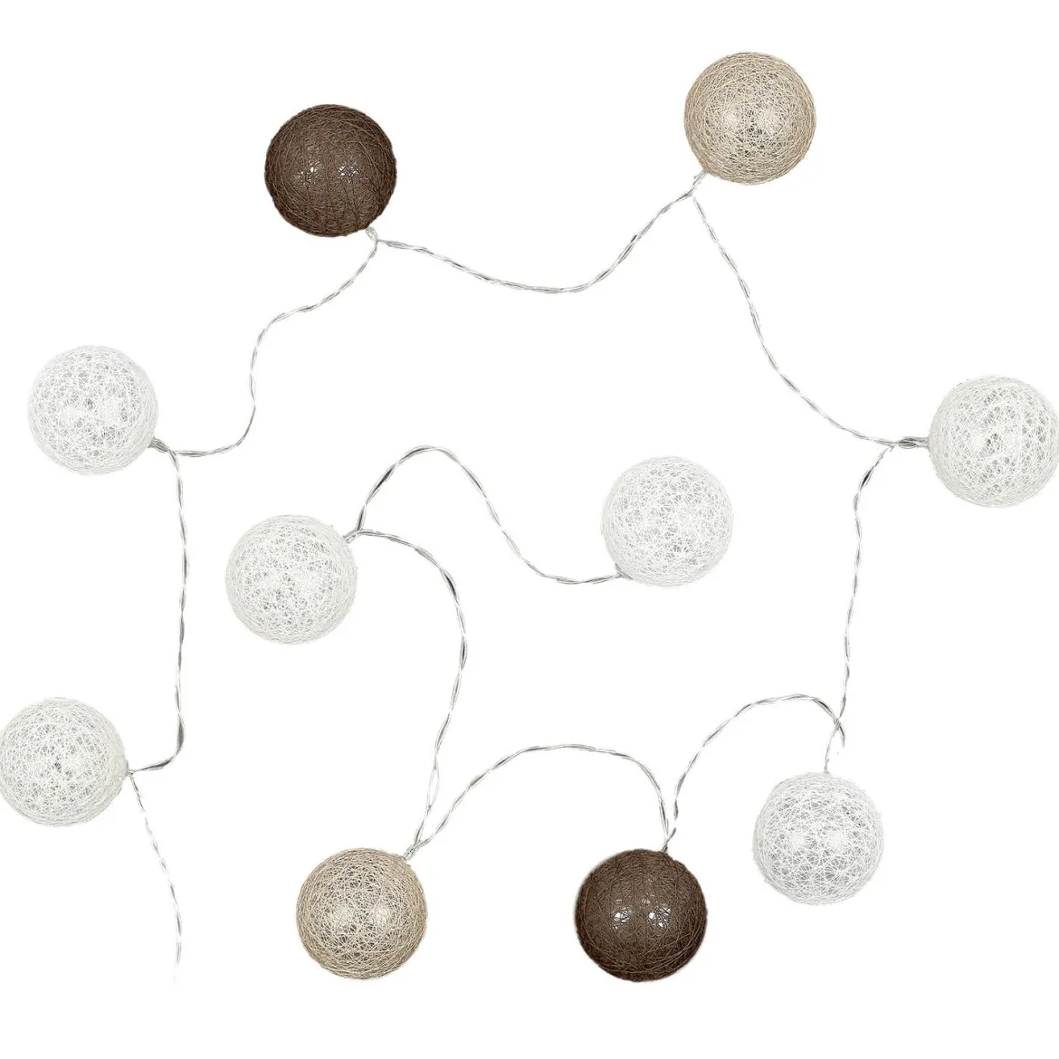 GUIRLANDE BOULE MARRON 10 LED D.6CM 1M92