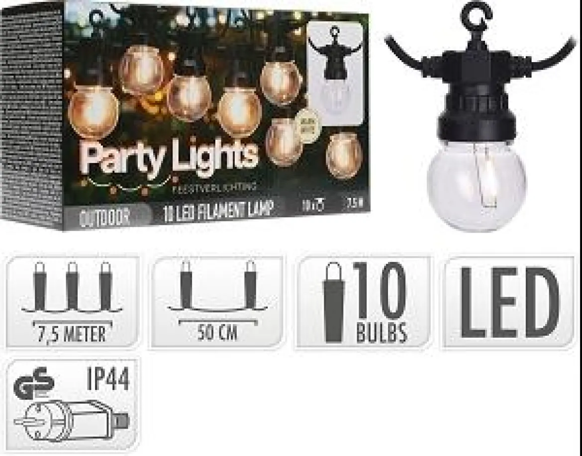 GUIRLANDE EXTERIEURE LED 10 AMPOULES L.7.5M