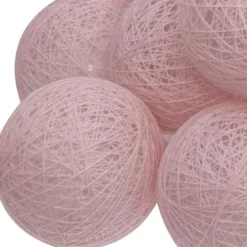 GUIRLANDE LED A PILE TARA 10 BOULES ROSE CLAIR D.6CM