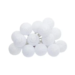 GUIRLANDE LED PILE 16 BOULES BLANC D.3.5CM