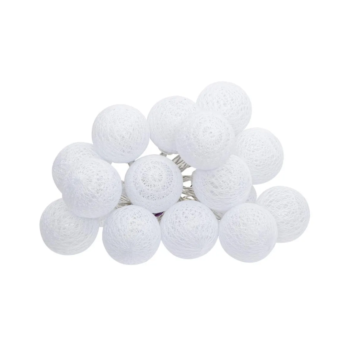 GUIRLANDE LED PILE 16 BOULES BLANC D.3.5CM