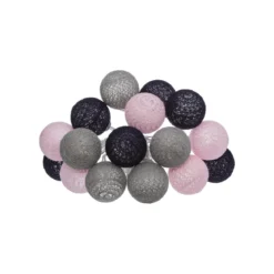 GUIRLANDE LED PILE 16 BOULES PINKY D.3.5CM