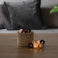 GUIRLANDE LED PILE 16 BOULES SMOKY D.3.5CM