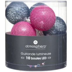 GUIRLANDE LED PILE 10 BOULES SORBET D.6CM