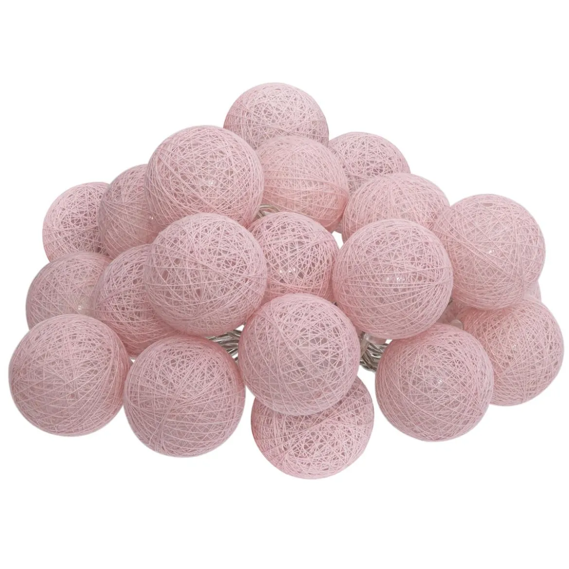 GUIRLANDE LED SECTEUR 20 BOULES ROSE D.6CM