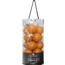 GUIRLANDE LED SECTEUR 20 BOULES OCRE D.6CM