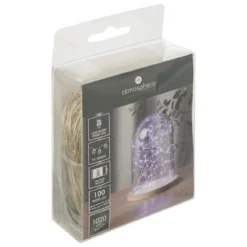 GUIRLANDE 100 MICRO LED L.10M LUMIERE BLANC CHAUD ARGENT