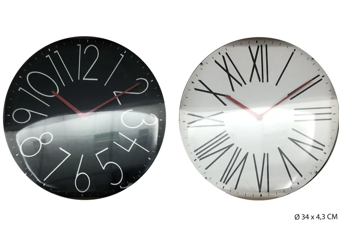 HORLOGE PLASTIQUE VERRE CONVEXE D.35CM