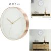HORLOGE RONDE D.30.5CM BLANCHE CUIVREE