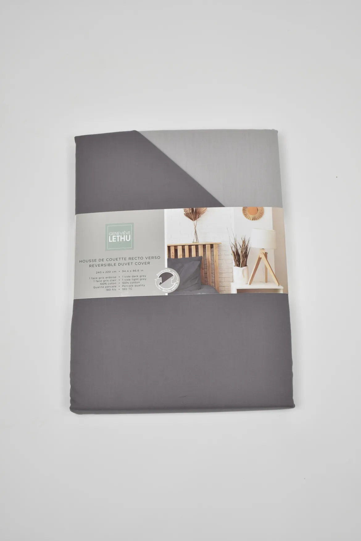 HOUSSE COUETTE REVER GENEVIEVE LETHU 220X240CM GRIS