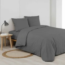 HOUSSE COUETTE 140X200CM MICROFIBRE GRIS