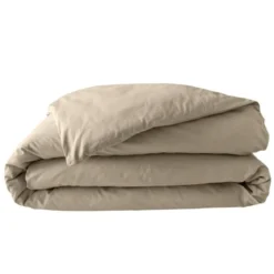 HOUSSE COUETTE 260X240CM PERCALE UNI 78 FILS SABLE