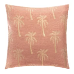 HOUSSE COUSSIN CHENILLE PALMIER ROSE 40X40CM
