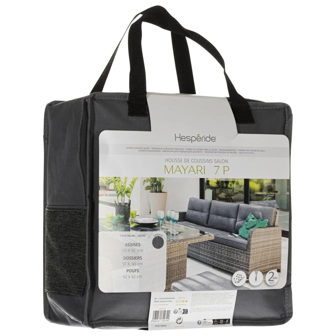 HOUSSE COUSSIN MAYARI 7 PLACES TERRE D OMBRE