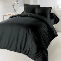 HOUSSE DE COUETTE 2 PERSONNES 260X240CM LINA CHARBON