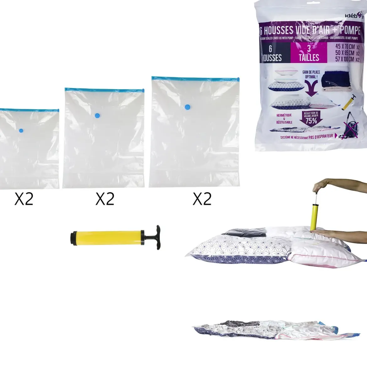 HOUSSE VIDE AIR POMPE X6 PIECES
