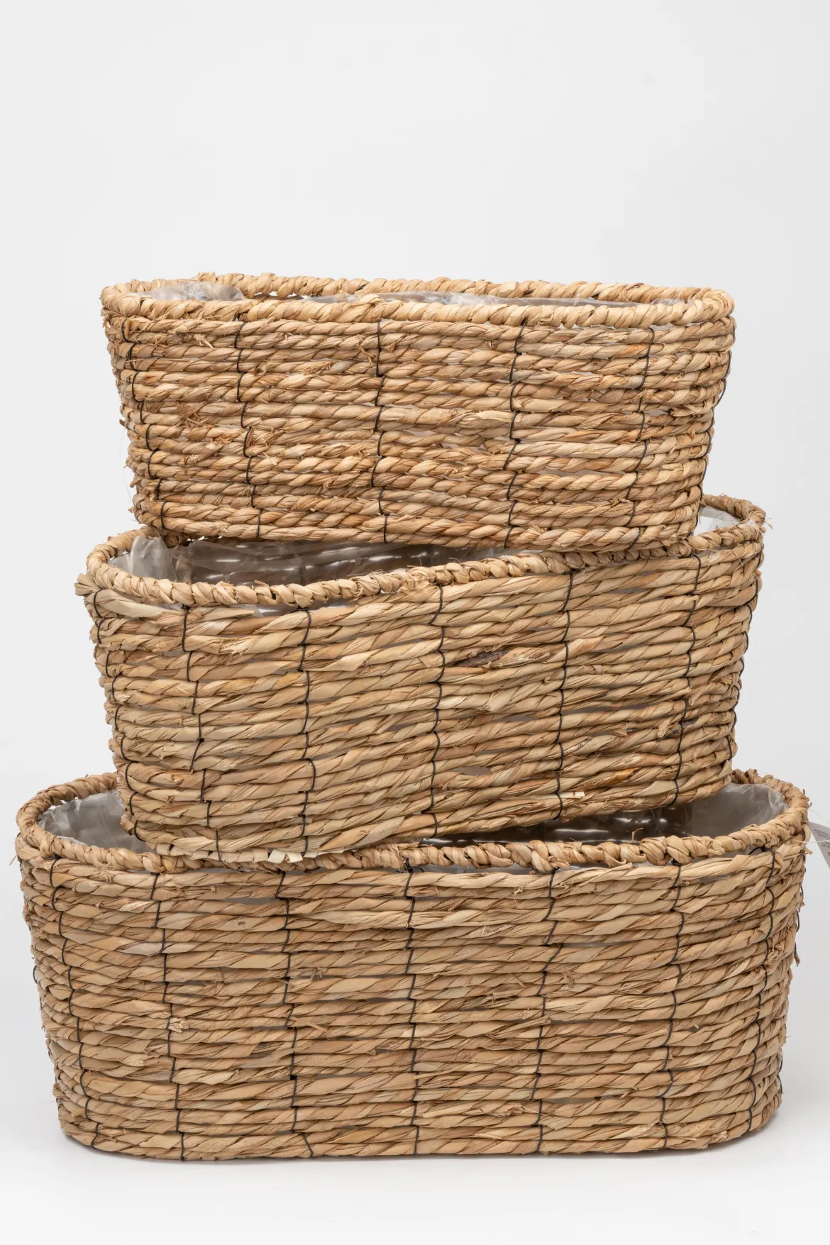 JARDINIERE PANIER OVALE JONC 50X24X21CM