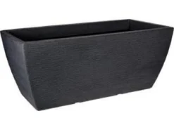 JARDINIERE RECTANGLE EFFET LIGNES 80X40X34CM ANTHRACITE