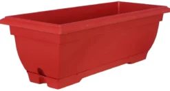 JARDINIERE RESINE EVO 50CM AVEC SOUCOUPE CLIPS ROUGE