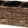 JARDINIERE ROTIN OVALE 3 POTS TAILLE 43X16X15CM