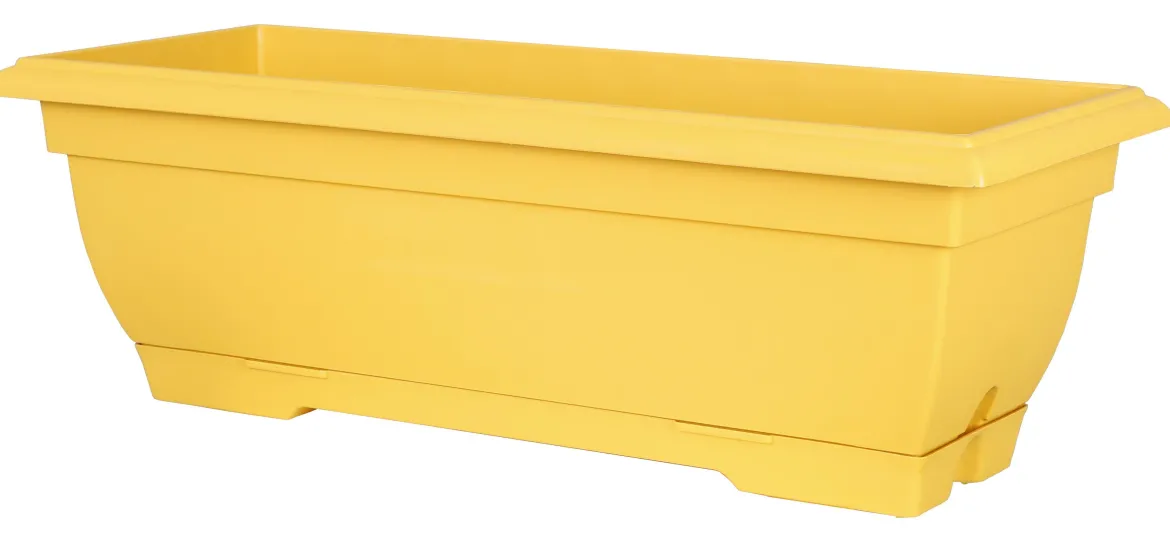 JARDINIERE TRADITION L.50CM ET PLATEAU CLIPS JAUNE 9L