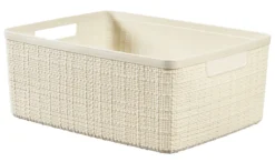 JUTE PANIER RECTANGULAIRE TAILLE M 12L BLANC CASSE