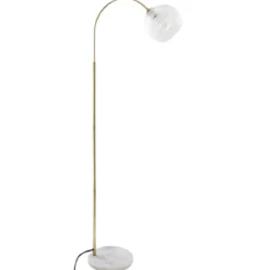 LAMPADAIRE ARC VERRE ET MARBRE LAYE DORE H.150CM