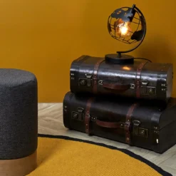 LAMPE A POSER METAL NOIR GLOBE