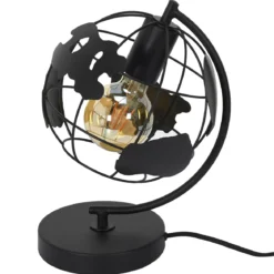 LAMPE A POSER METAL NOIR GLOBE