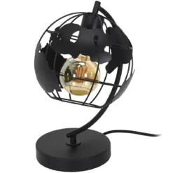 LAMPE A POSER METAL NOIR GLOBE