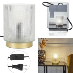 LAMPE A POSER VERRE EMBOSSE BLANC