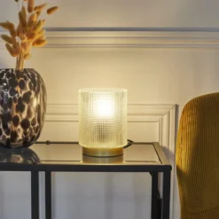 LAMPE A POSER VERRE EMBOSSE BLANC
