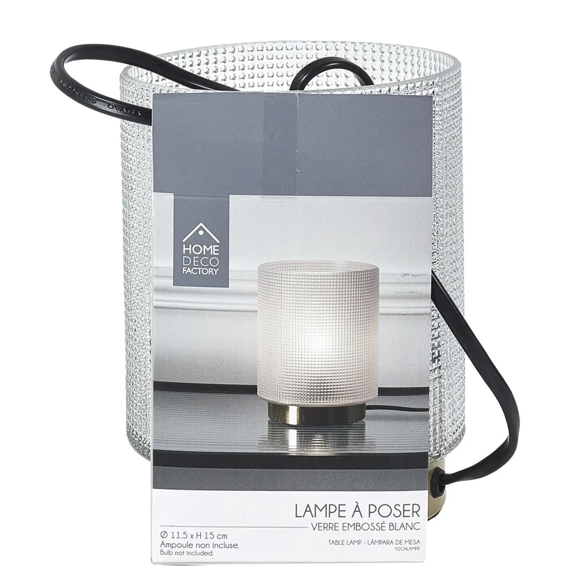 LAMPE A POSER VERRE EMBOSSE BLANC